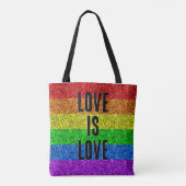 LGBT vlag levendige Sparkle Love tekst aanpassen Tote Bag (Achterkant)