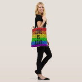 LGBT vlag levendige Sparkle Love tekst aanpassen Tote Bag (Op model)