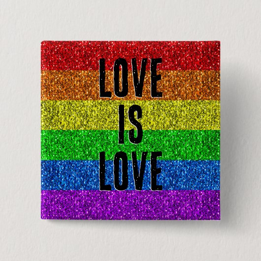 LGBT vlag levendige Sparkle Love tekst aanpassen Vierkante Button 5,1 Cm (Voorkant)