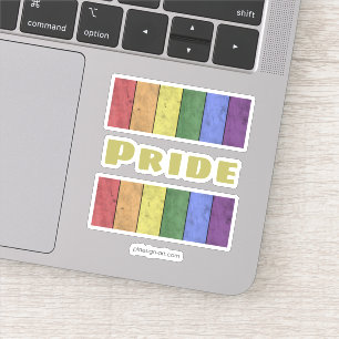 LGBT-vlag met zwarte tekst Pride Sticker