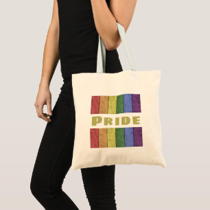  LGBT-vlag met zwarte tekst Pride Tote Bag