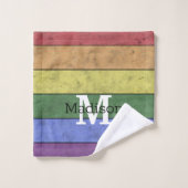  LGBT-vlag: ongeremde regenboogmonogram Bad Handdoek (Wasdoekje)