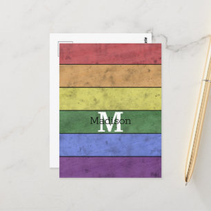LGBT-vlag: ongeremde regenboogmonogram Briefkaart