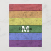 LGBT-vlag: ongeremde regenboogmonogram Briefkaart (Voorkant)