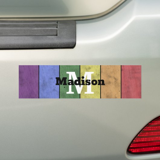  LGBT-vlag: ongeremde regenboogmonogram Bumpersticker (Op auto)