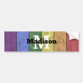  LGBT-vlag: ongeremde regenboogmonogram Bumpersticker (Voorkant)