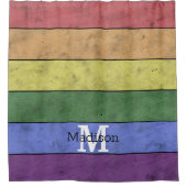  LGBT-vlag: ongeremde regenboogmonogram Douchegordijn