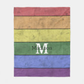  LGBT-vlag: ongeremde regenboogmonogram Fleece Deken (Voorkant)