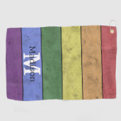 LGBT-vlag: ongeremde regenboogmonogram Golfhanddoek (Horizontaal)