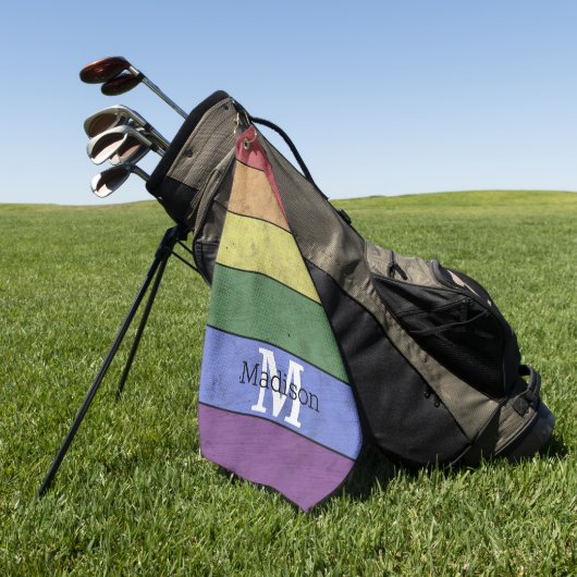 LGBT-vlag: ongeremde regenboogmonogram Golfhanddoek (Groen)