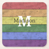  LGBT-vlag: ongeremde regenboogmonogram Kartonnen Onderzetters (Voorkant)