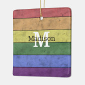 LGBT-vlag: ongeremde regenboogmonogram Keramisch Ornament (Links)