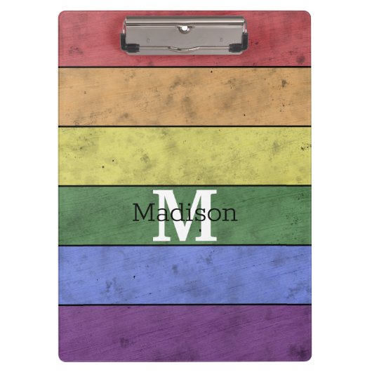  LGBT-vlag: ongeremde regenboogmonogram Klembord (Voorkant)