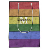  LGBT-vlag: ongeremde regenboogmonogram Medium Cadeauzakje (Achterkant)
