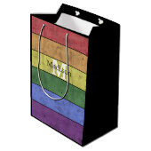  LGBT-vlag: ongeremde regenboogmonogram Medium Cadeauzakje (Achterkant Gekanteld)