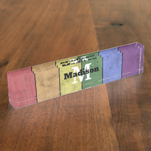 LGBT-vlag: ongeremde regenboogmonogram Naambordje