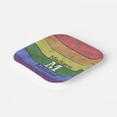 LGBT-vlag: ongeremde regenboogmonogram Papieren Bordje (Gebogen)
