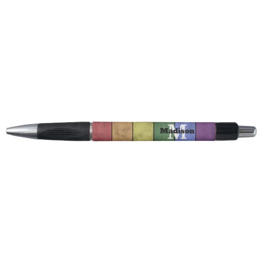 LGBT-vlag: ongeremde regenboogmonogram Pen (Voorkant)
