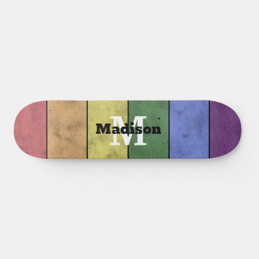  LGBT-vlag: ongeremde regenboogmonogram Persoonlijk Skateboard (Horizontaal)