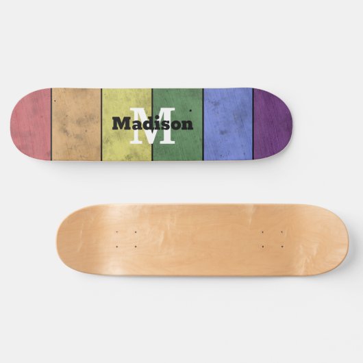  LGBT-vlag: ongeremde regenboogmonogram Persoonlijk Skateboard (Horizontaal)