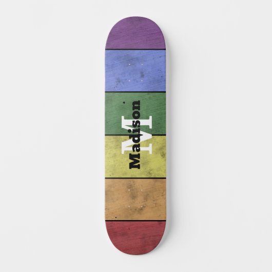  LGBT-vlag: ongeremde regenboogmonogram Persoonlijk Skateboard (Voorkant)