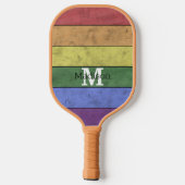 LGBT-vlag: ongeremde regenboogmonogram Pickleball Paddle (Achterkant)