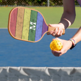  LGBT-vlag: ongeremde regenboogmonogram Pickleball Paddle