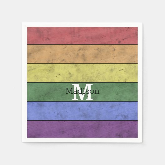  LGBT-vlag: ongeremde regenboogmonogram Servet (Voorkant)