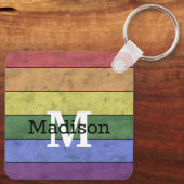  LGBT-vlag: ongeremde regenboogmonogram Sleutelhanger (Achterkant)
