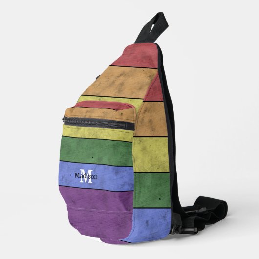  LGBT-vlag: ongeremde regenboogmonogram Sling Bag (Rechterhoek)
