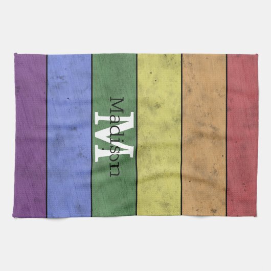  LGBT-vlag: ongeremde regenboogmonogram Theedoek (Horizontaal)