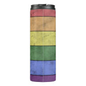 LGBT-vlag: ongeremde regenboogmonogram Thermosbeker (Achterkant)