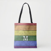  LGBT-vlag: ongeremde regenboogmonogram Tote Bag (Voorkant)