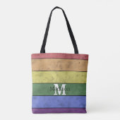  LGBT-vlag: ongeremde regenboogmonogram Tote Bag (Achterkant)