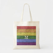 LGBT-vlag: ongeremde regenboogmonogram Tote Bag (Voorkant)