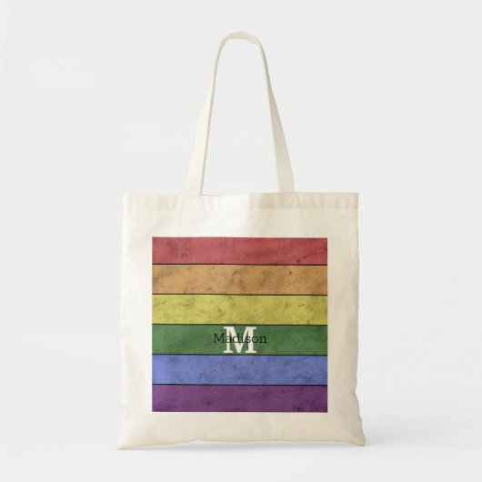  LGBT-vlag: ongeremde regenboogmonogram Tote Bag (Voorkant)