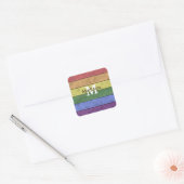  LGBT-vlag: ongeremde regenboogmonogram Vierkante Sticker (Envelop)