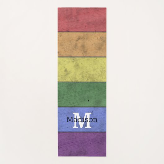  LGBT-vlag: ongeremde regenboogmonogram Yogamat (Voorkant)