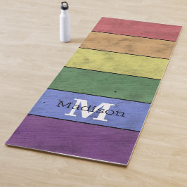  LGBT-vlag: ongeremde regenboogmonogram Yogamat