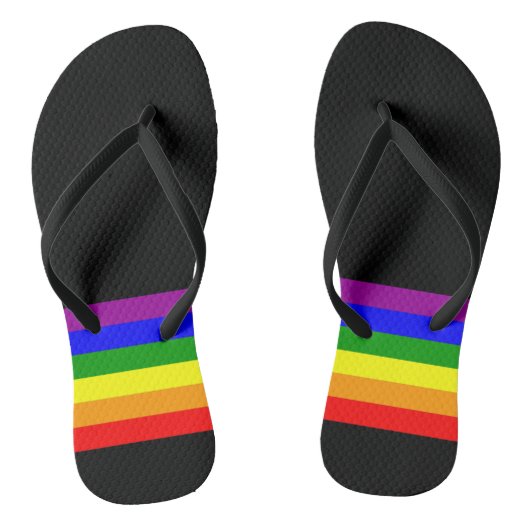 LGBT-vlag op zwart Teenslippers (Voetbed)
