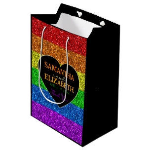 LGBT vlag regenboog fonkels bruiloft Dank u Medium Cadeauzakje