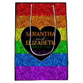 LGBT vlag regenboog fonkels bruiloft Dank u Medium Cadeauzakje (Achterkant)