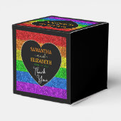 LGBT-vlag regenboog fonkelt hart bruiloft Dank u Bedankdoosjes (Achterkant)