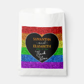 LGBT-vlag regenboog fonkelt hart bruiloft Dank u Bedankzakje (Voorkant)