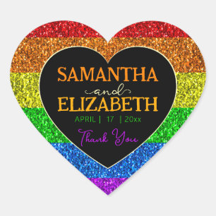 LGBT-vlag regenboog fonkelt hart bruiloft Dank u Hart Sticker