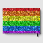 LGBT vlag regenboog fonkelt hart bruiloft Gastenboek (Achterkant)