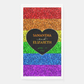 LGBT-vlag regenboog fonkelt hart bruiloft Papier Servet (Voorkant)