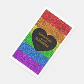 LGBT-vlag regenboog fonkelt hart bruiloft Papier Servet (Hoek)