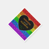 LGBT-vlag regenboog fonkelt hart bruiloft Papier Servet (Hoek)