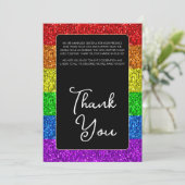 LGBT vlag regenboog fonkelt lesbische bruiloft Bedankkaart (Staand voorkant)